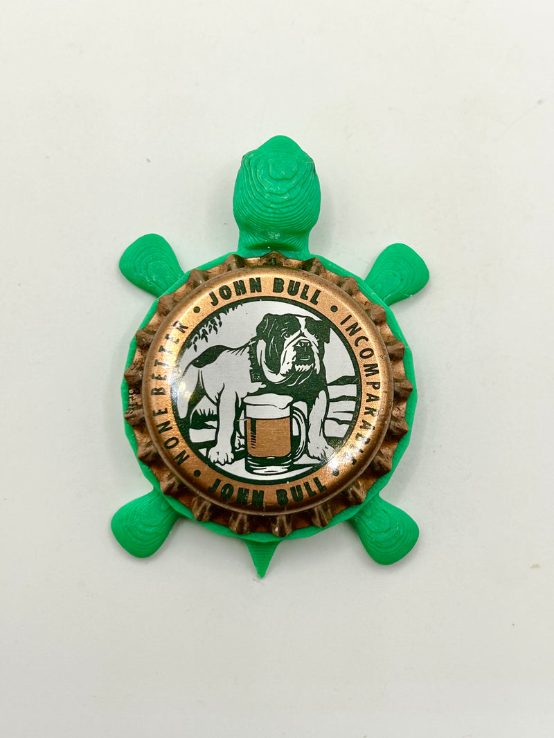 John Bull Brewing (Bulldog) - Bottle Cap Magnet Turtle Shell Shocked Art