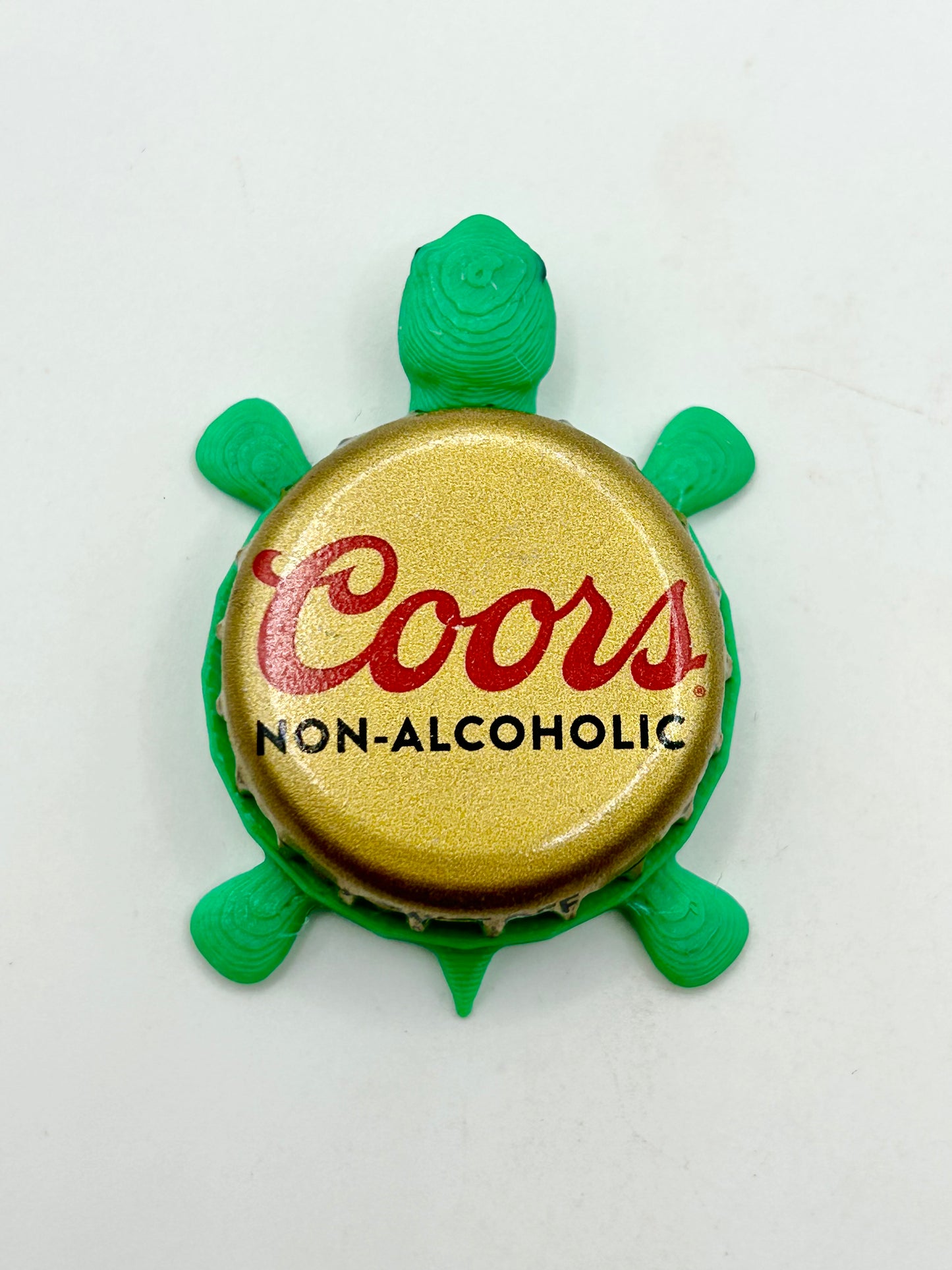 Coors (Non-Alcoholic) - Bottle Cap Magnet Turtle Shell Shocked Art