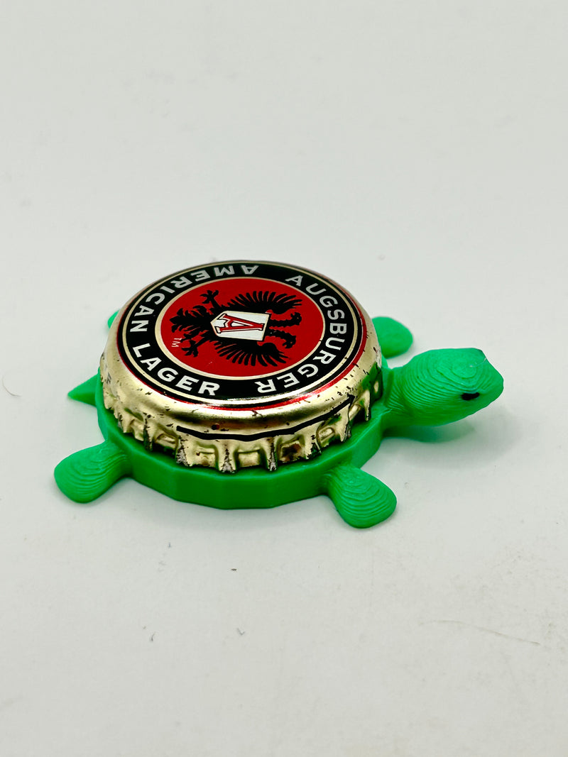 Augsburger American Lager - Bottle Cap Magnet Turtle Shell Shocked Art