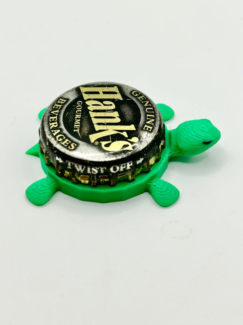 Hank’s Gourmet Beverages - Bottle Cap Magnet Turtle Shell Shocked Art