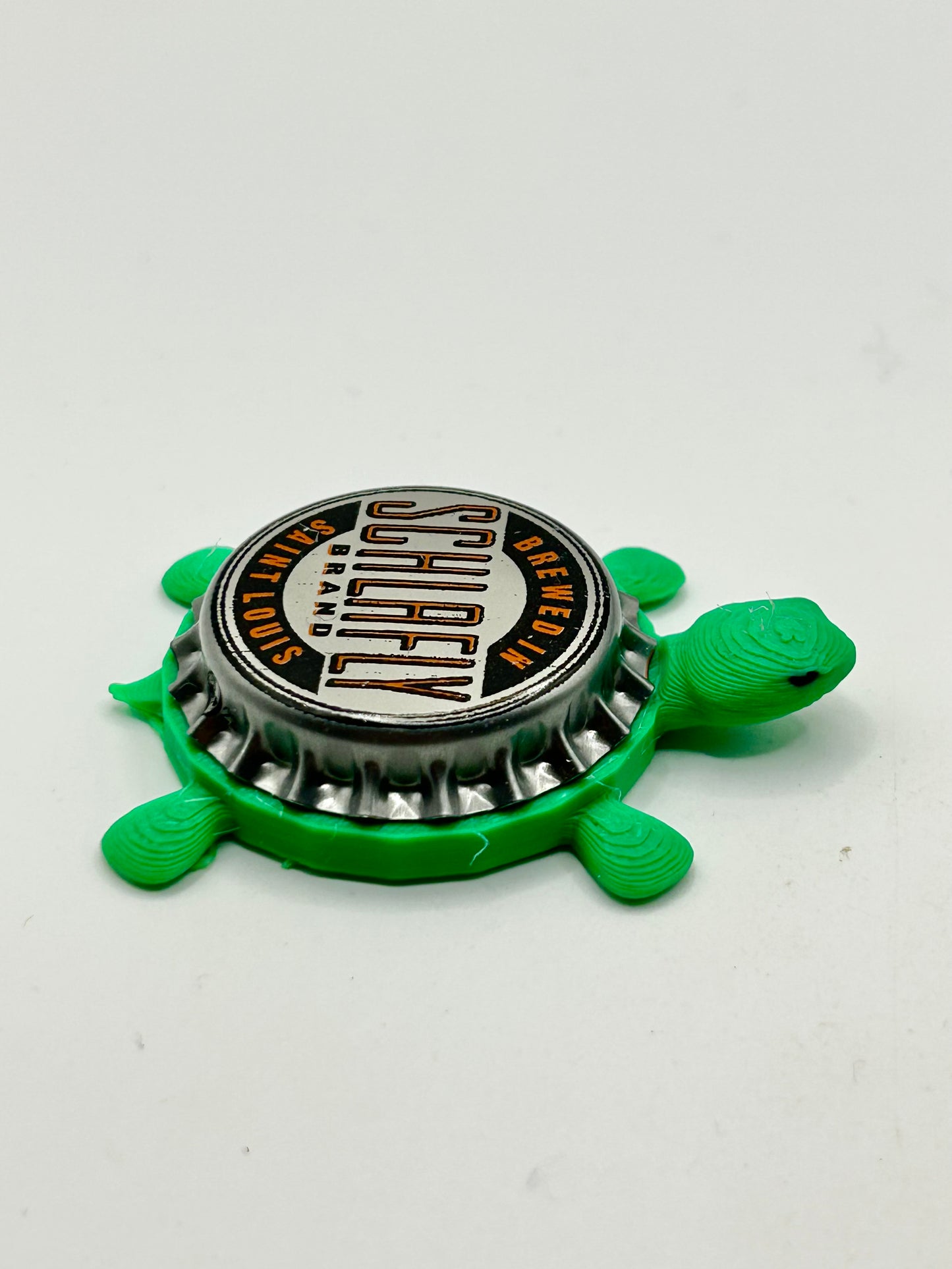 Schlafly Beer (Brewed in Saint Louis) - Bottle Cap Magnet Turtle Shell Shocked Art