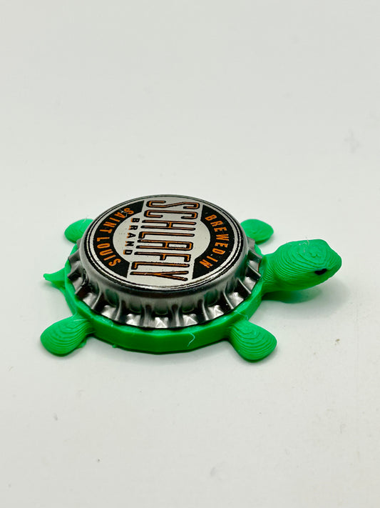 Schlafly Beer (Brewed in Saint Louis) - Bottle Cap Magnet Turtle Shell Shocked Art