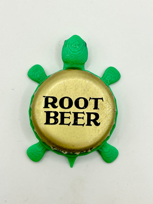 Root Beer Soda - Bottle Cap Magnet Turtle