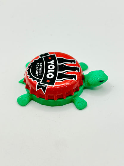 YOLO Brewing - Bottle Cap Magnet Turtle Shell Shocked Art