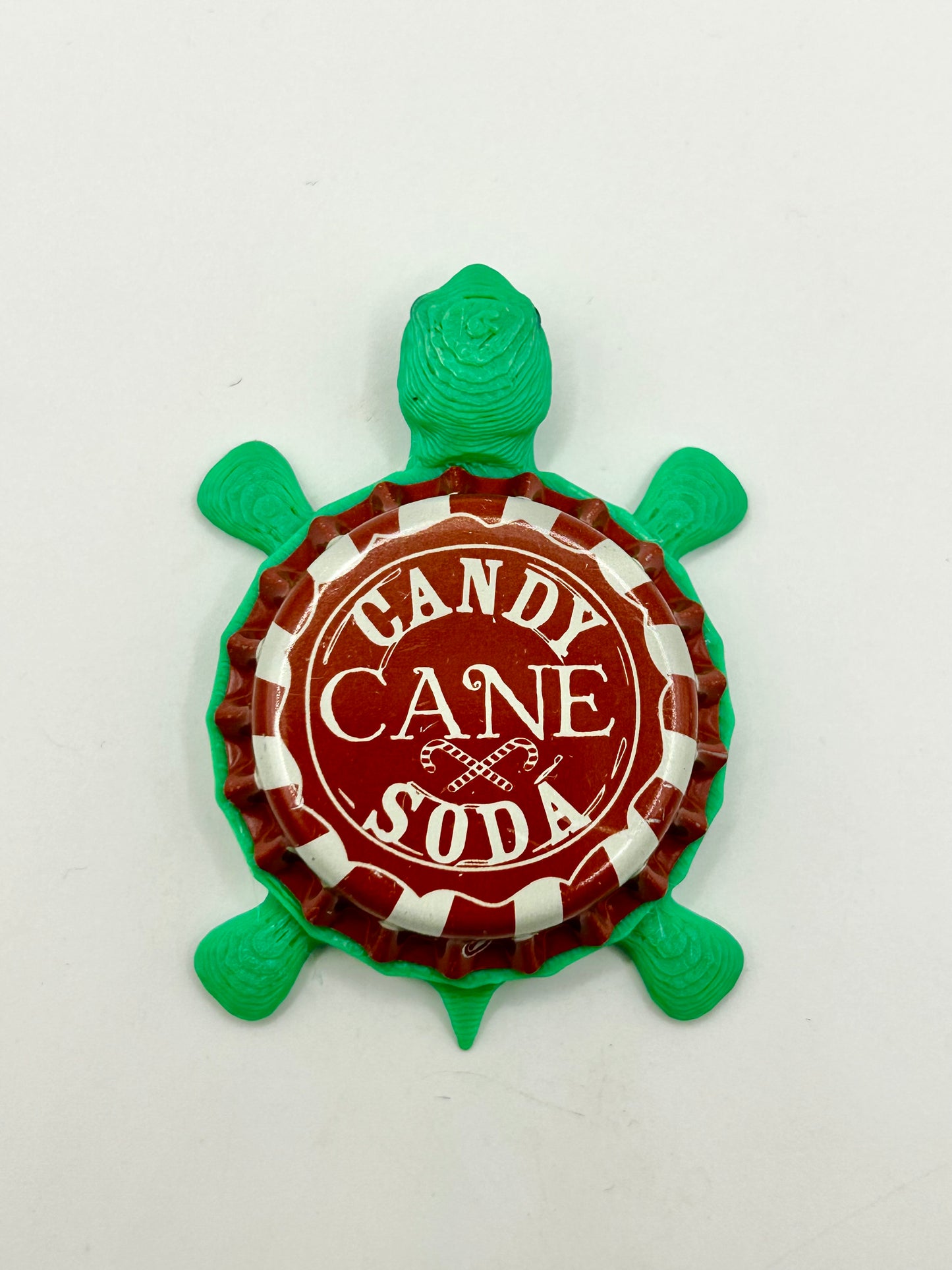 Candy Cane Cola - Bottle Cap Magnet Turtle