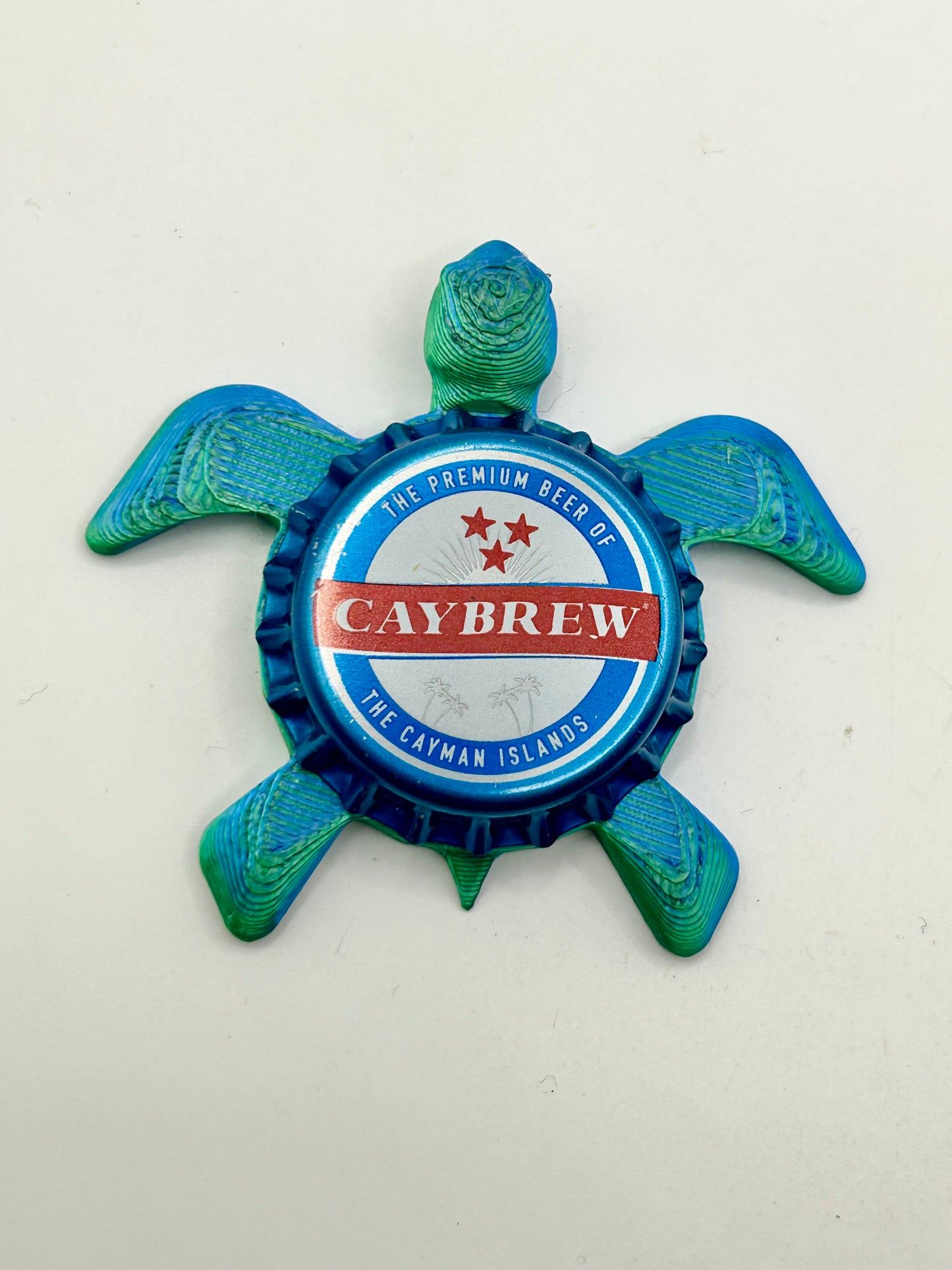 Caybrew, Blue (Cayman Islands) - Sea Turtle Bottle Cap Magnet Shell Shocked Art