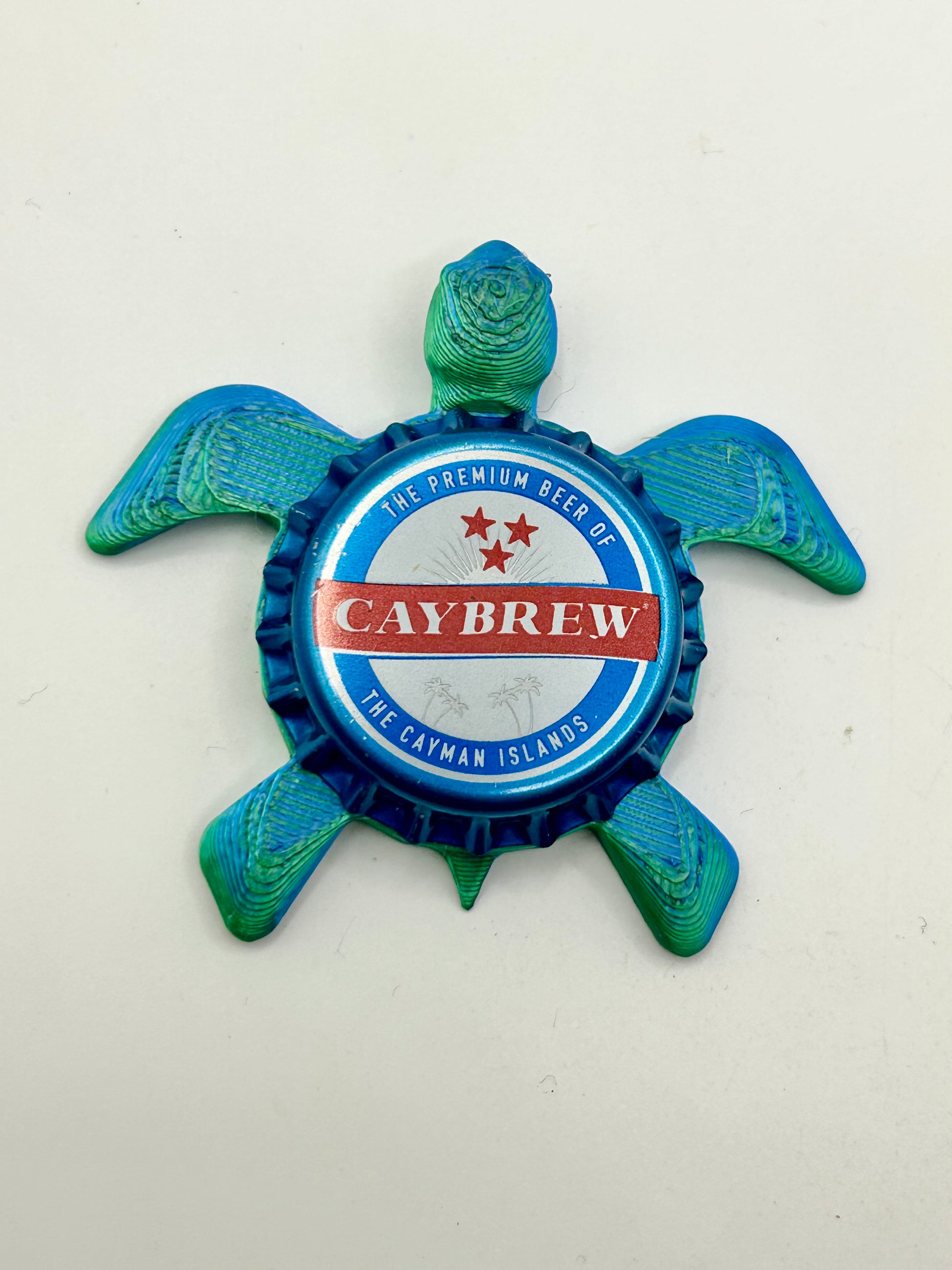 Caybrew, Blue (Cayman Islands) - Sea Turtle Bottle Cap Magnet Shell Shocked Art