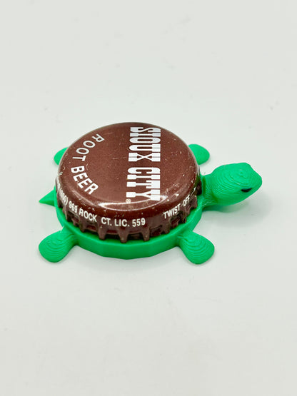 Sioux City Root Beer - Bottle Cap Magnet Turtle Shell Shocked Art