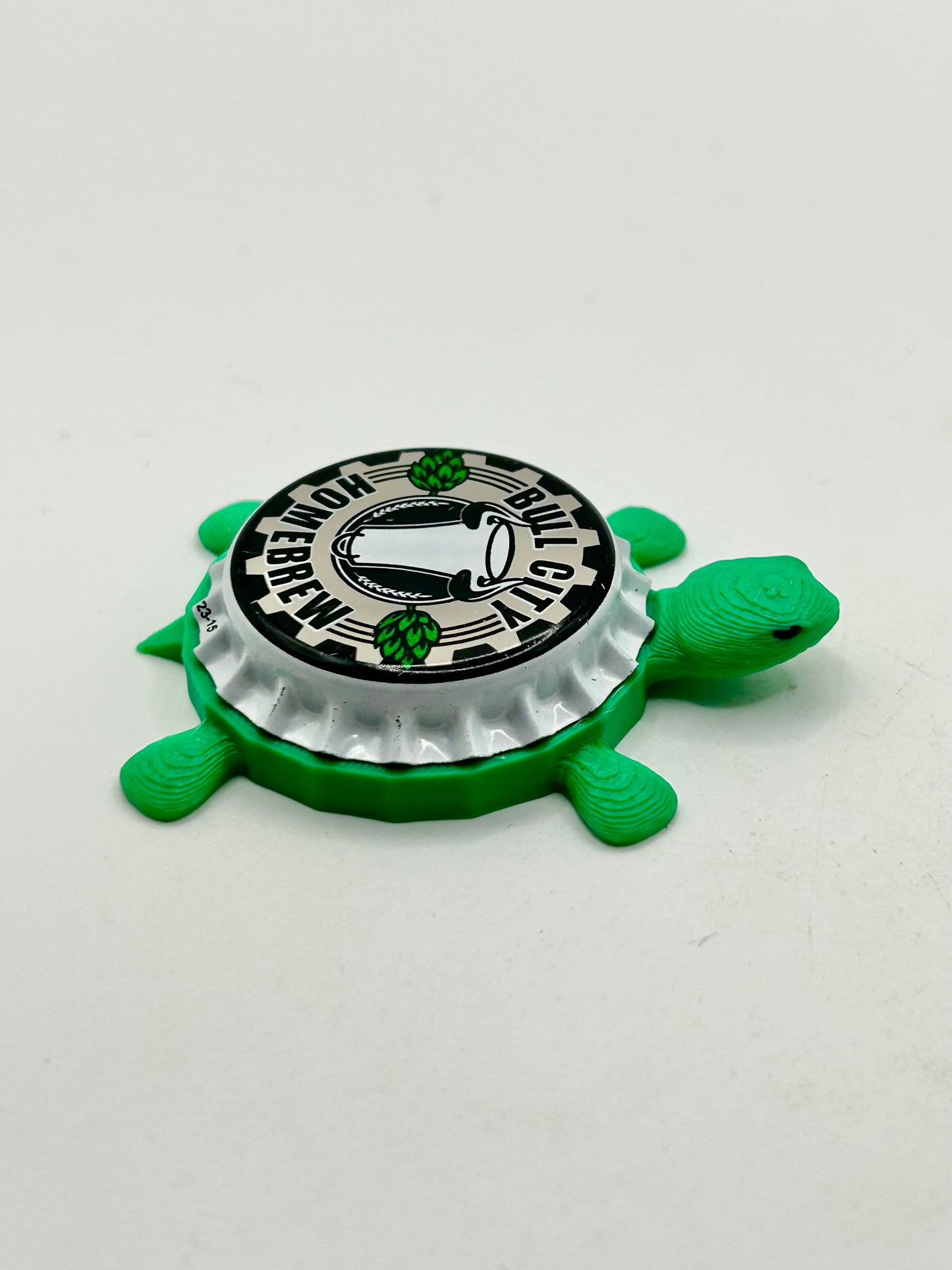 Bull City Homebrew - Bottle Cap Magnet Turtle Shell Shocked Art