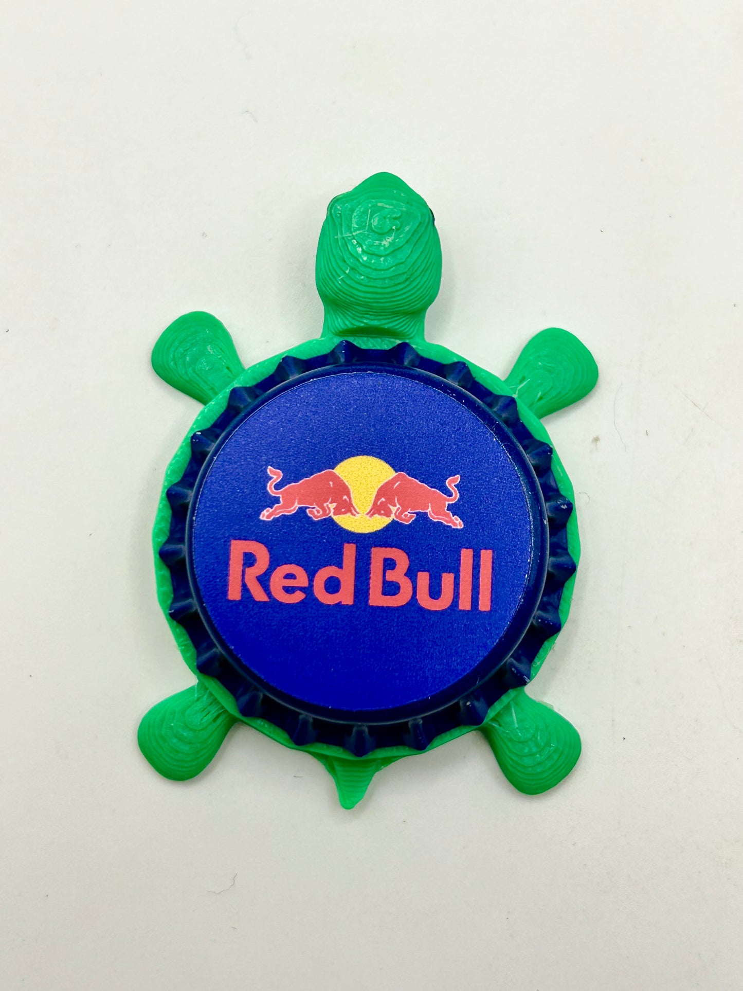Red Bull Energy Drink - Bottle Cap Magnet Turtle Shell Shocked Art