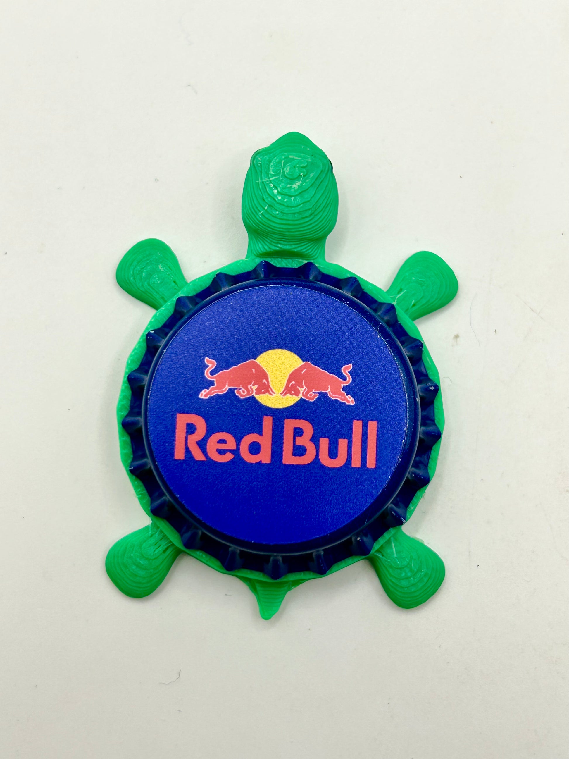 Red Bull Energy Drink - Bottle Cap Magnet Turtle Shell Shocked Art