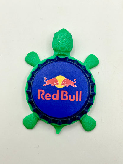 Red Bull Energy Drink - Bottle Cap Magnet Turtle Shell Shocked Art