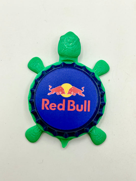 Red Bull Energy Drink - Bottle Cap Magnet Turtle Shell Shocked Art