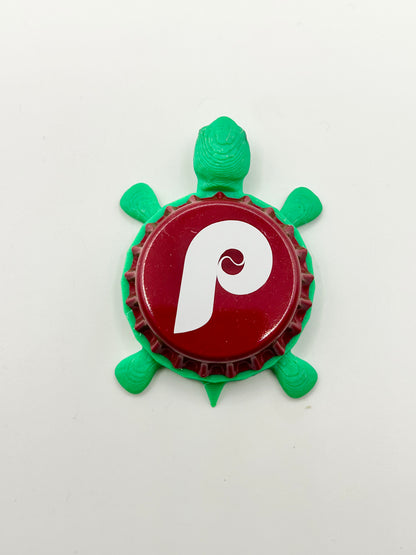 Philadelphia Phillies Retro - Bottle Cap Magnet Turtle Shell Shocked Art