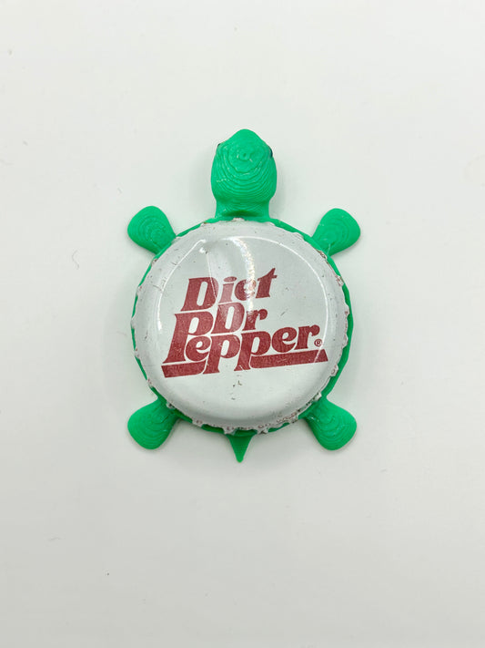Diet Dr Pepper Soda - Bottle Cap Magnet Turtle