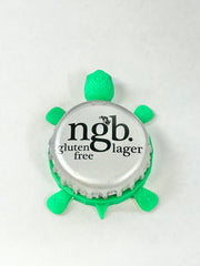 ngb lager (gluten free) Joseph Huber Brewing - Bottle Cap Magnet Turtle Shell Shocked Art