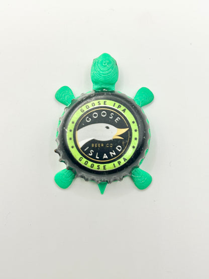Goose Island Goose IPA - Bottle Cap Magnet Turtle Shell Shocked Art
