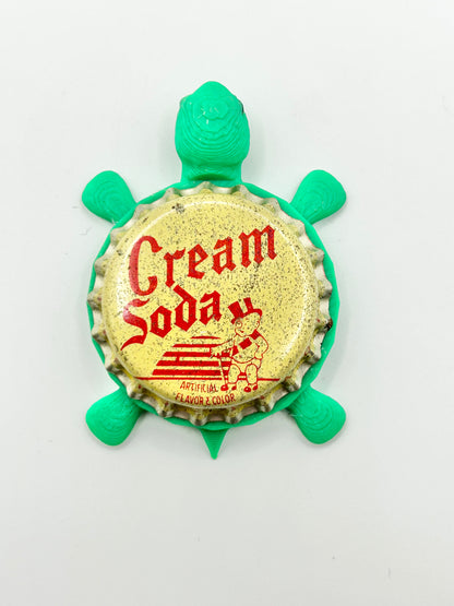 Cream Soda (Beige) - Bottle Cap Magnet Turtle Shell Shocked Art
