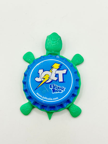 Jolt Electric Blue - Bottle Cap Magnet Turtle Shell Shocked Art