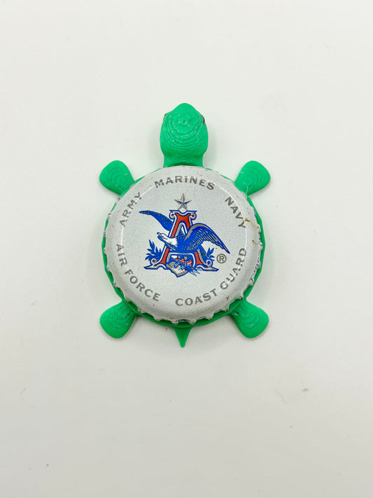Anheuser Busch Budweiser Beer (Vintage - Armed Forces) - Bottle Cap Magnet Turtle