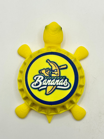 Savannah Bananas (Yellow Turtle & Cap) - Bottle Cap Magnet Turtle Shell Shocked Art