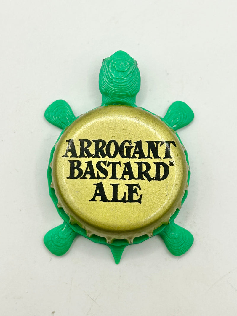 Arrogant Bastard Ale - Bottle Cap Magnet Turtle Shell Shocked Art