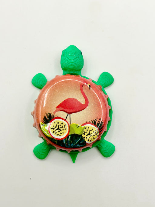 Bell's Beer (Flamingo Fruit Fight) - Bottle Cap Magnet Turtle Shell Shocked Art