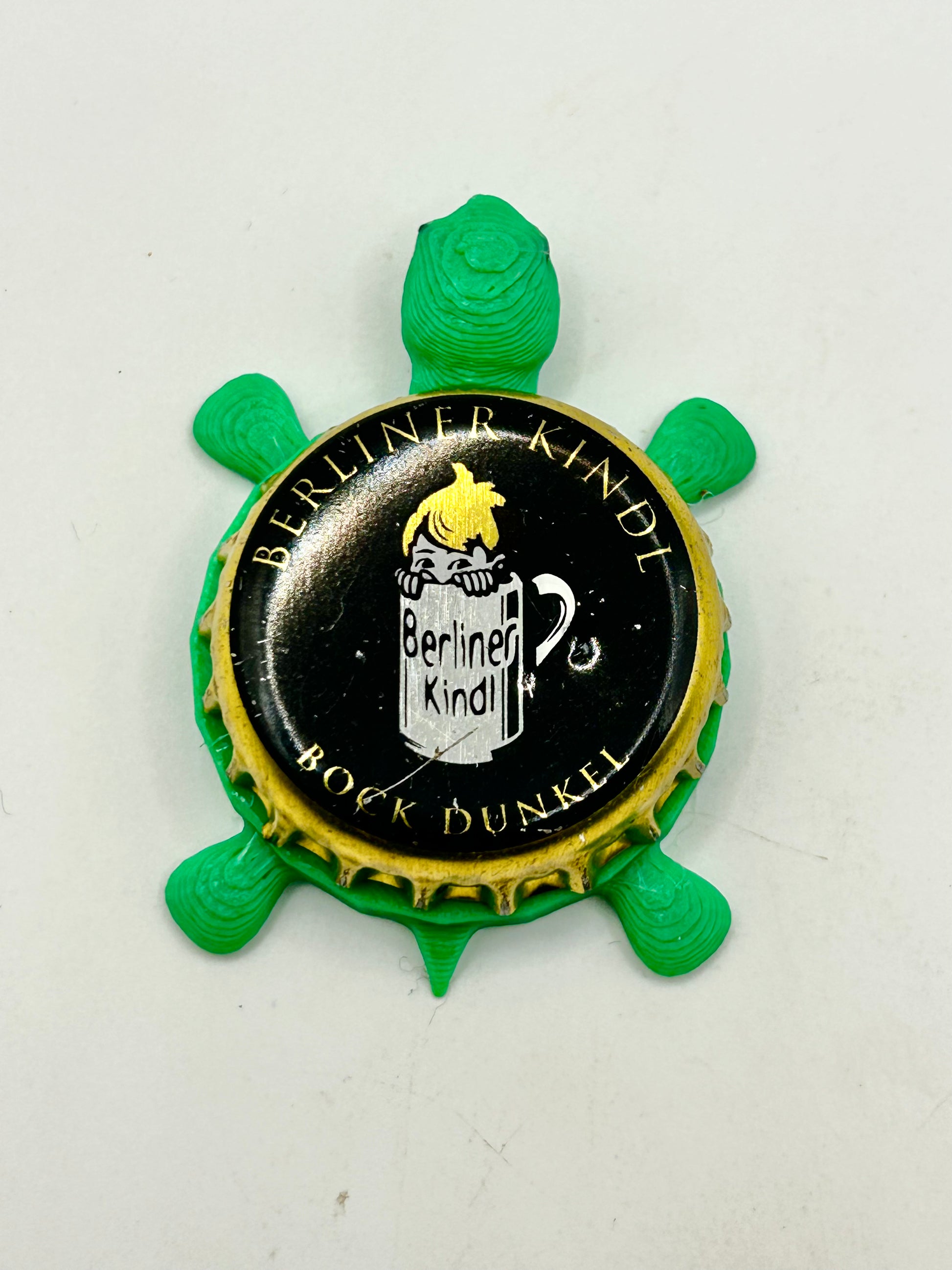 Berliner Kindl Bock Dunkel - Bottle Cap Magnet Turtle Shell Shocked Art