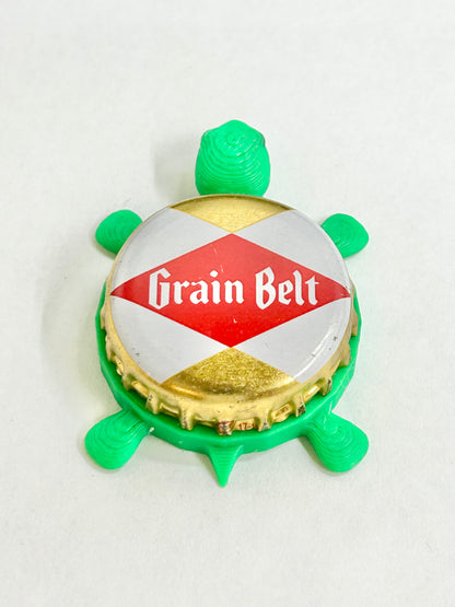 Grain Belt Beer - Bottle Cap Magnet Turtle Shell Shocked Art