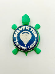 Silver Top Premium Lager - Bottle Cap Magnet Turtle Shell Shocked Art
