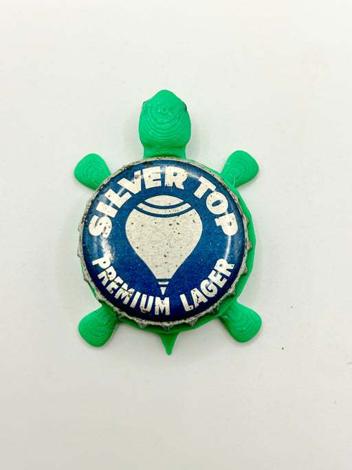 Silver Top Premium Lager - Bottle Cap Magnet Turtle Shell Shocked Art