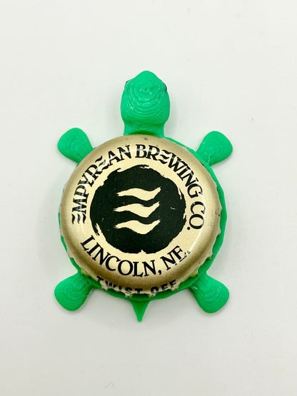 Empyrean Ales - Bottle Cap Magnet Turtle Shell Shocked Art