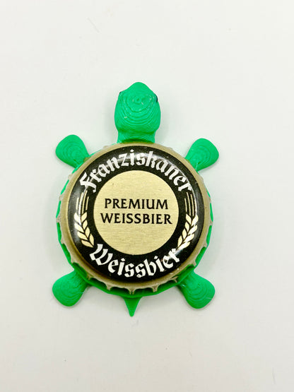 Franziskaner Premium Weissbier - Bottle Cap Magnet Turtle Shell Shocked Art