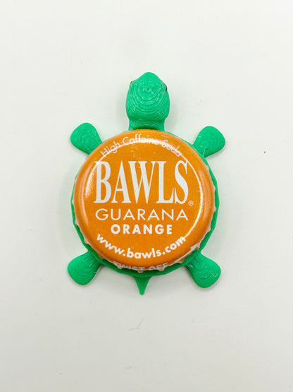 Bawls Guarana Orange Soda - Bottle Cap Magnet Turtle Shell Shocked Art