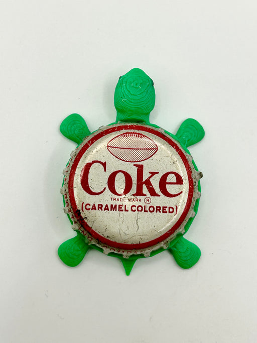 Coke (Vintage Football) - Bottle Cap Magnet Turtle Shell Shocked Art