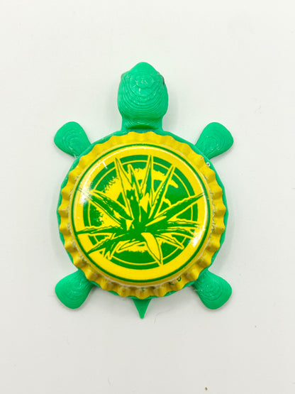 Tequiza Beer - Bottle Cap Magnet Turtle Shell Shocked Art