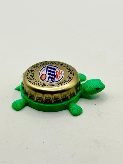Miller Lite (2006 Gold World Cup) - Bottle Cap Magnet Turtle Shell Shocked Art