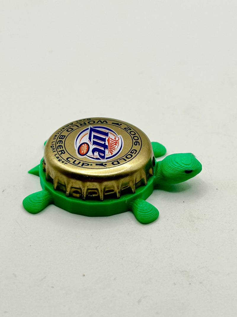Miller Lite (2006 Gold World Cup) - Bottle Cap Magnet Turtle Shell Shocked Art