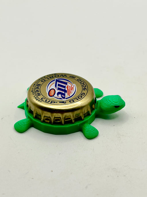 Miller Lite (2006 Gold World Cup) - Bottle Cap Magnet Turtle Shell Shocked Art