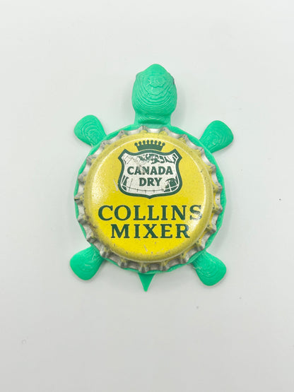 Canada Dry Collins Mixer - Bottle Cap Magnet Turtle Shell Shocked Art