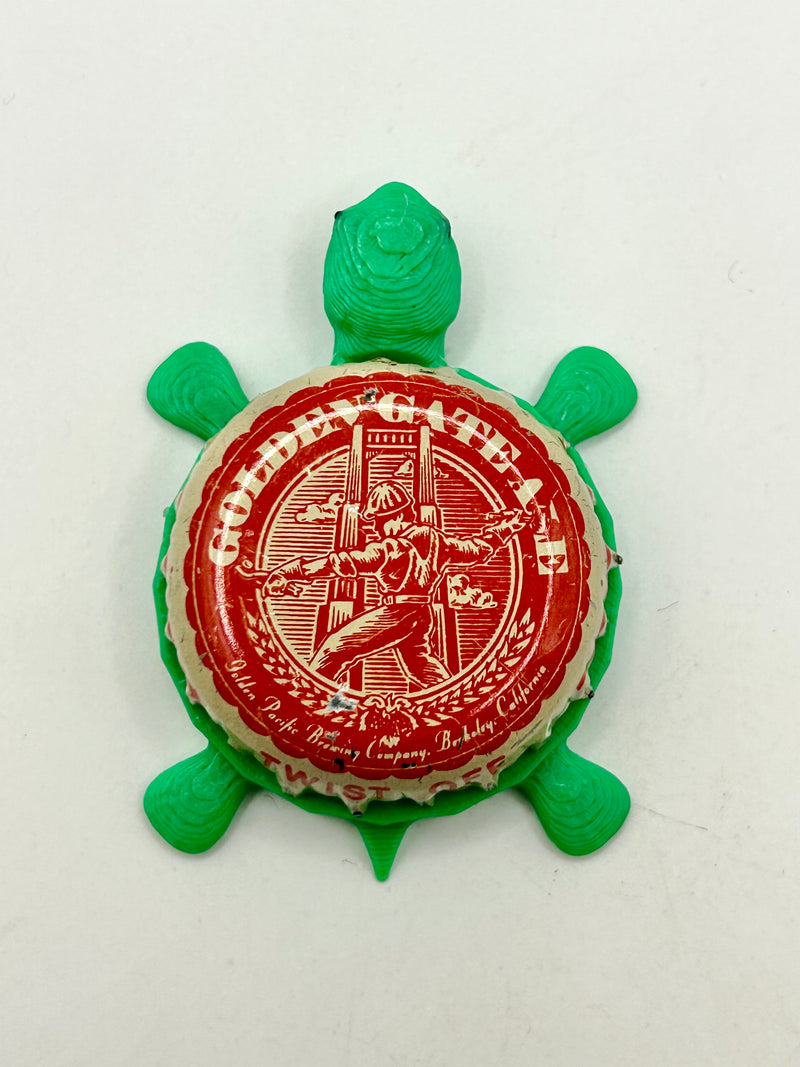 Golden Gate Ale - Bottle Cap Magnet Turtle Shell Shocked Art