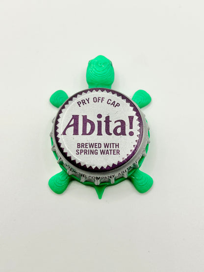 Abita Beer (Silver & Purple Cap) - Bottle Cap Magnet Turtle Shell Shocked Art