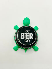 Kansas City Bier Co (Black) - Bottle Cap Magnet Turtle Shell Shocked Art