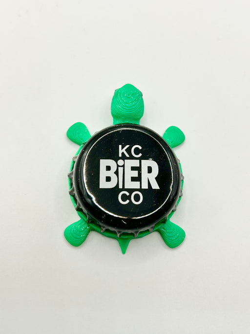 Kansas City Bier Co (Black) - Bottle Cap Magnet Turtle Shell Shocked Art