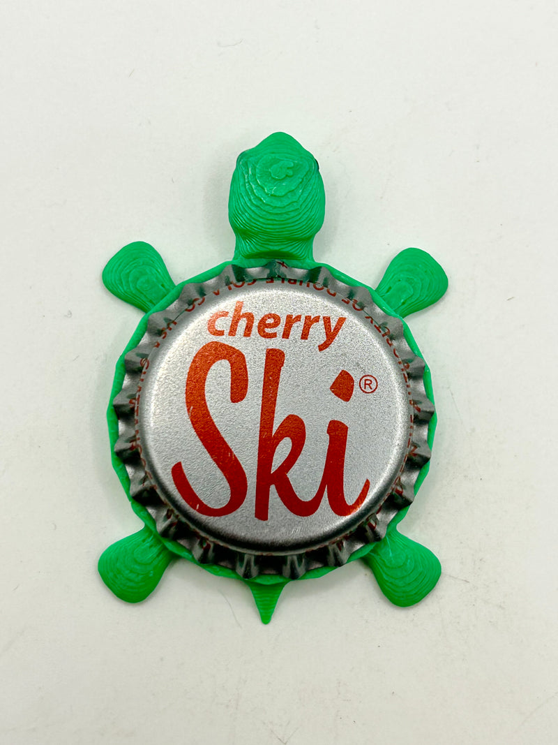 Cherry Ski - Bottle Cap Magnet Turtle Shell Shocked Art