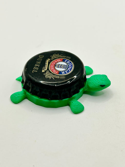 Erdinger Dunkel (Black) - Bottle Cap Magnet Turtle Shell Shocked Art