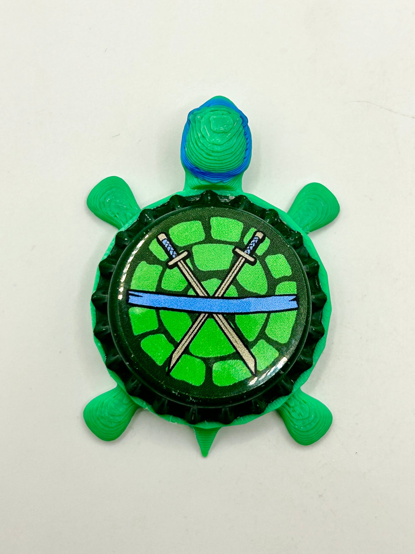 Leonardo TMNT Bottle-Cap Magnet Turtle | Shell Shocked Art Shell Shocked Art