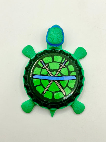 Leonardo TMNT Bottle-Cap Magnet Turtle | Shell Shocked Art Shell Shocked Art