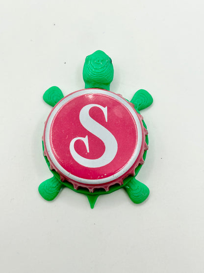 Saugatuck Brewing (Pink) - Bottle Cap Magnet Turtle Shell Shocked Art