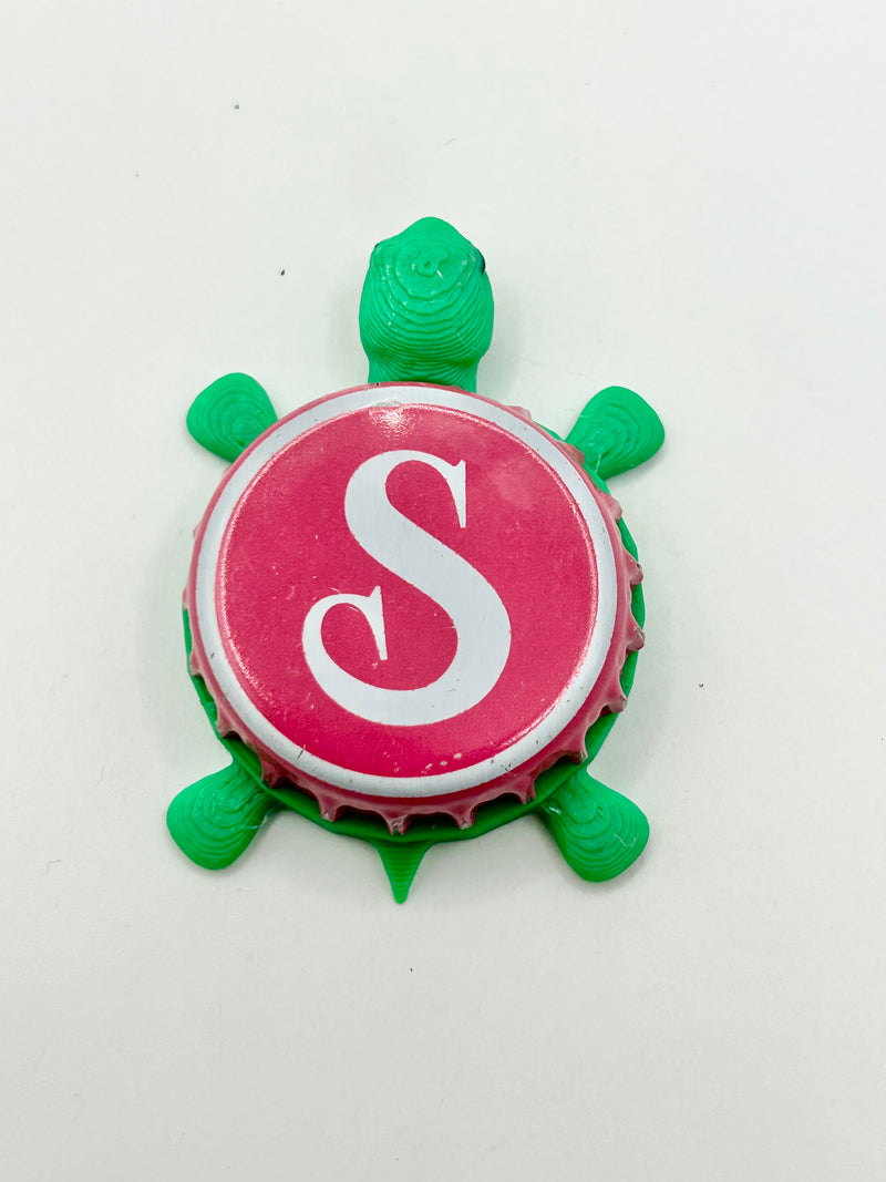 Saugatuck Brewing (Pink) - Bottle Cap Magnet Turtle Shell Shocked Art